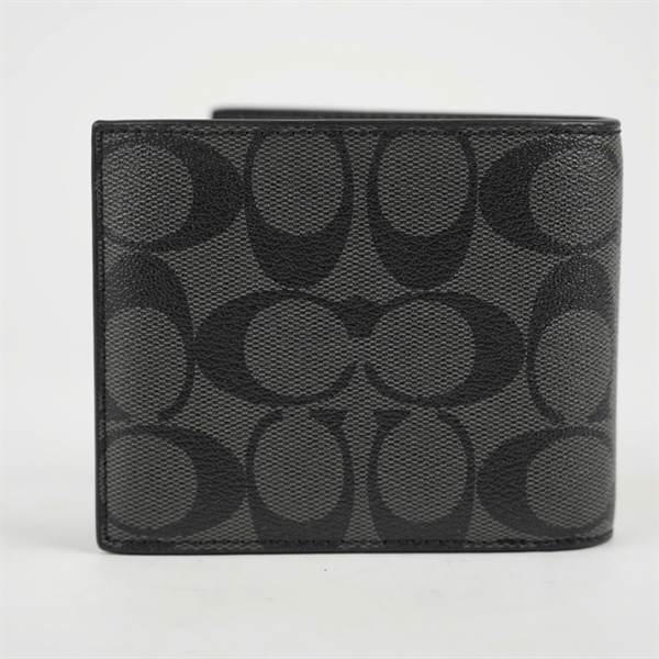 Ví Coach nam đen in hình cam +