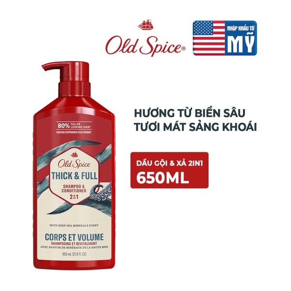 Dầu Gội Xả Old Spice 2in1 With Deep Sea Minerals Scent 650ml