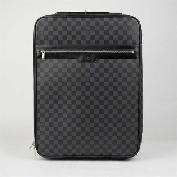 Vali LV ô vuông xanh đậm kèm tag da sz38 (HV) KG+