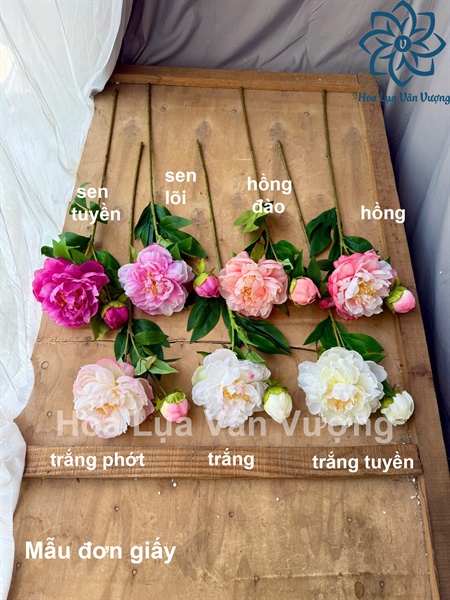 Mẫu đơn giấy - Hoa cành dài - Hoa Lụa Vân Vượng