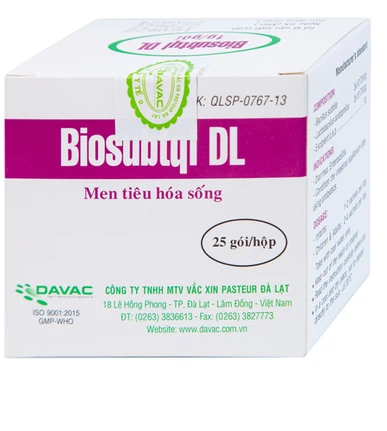 Thuốc Biosubtyl DL( Bacillus clausii ) DAVAC điều trị tiêu chảy, viêm đại tràng, rối loạn tiêu hoá ( Hộp 25 gói)