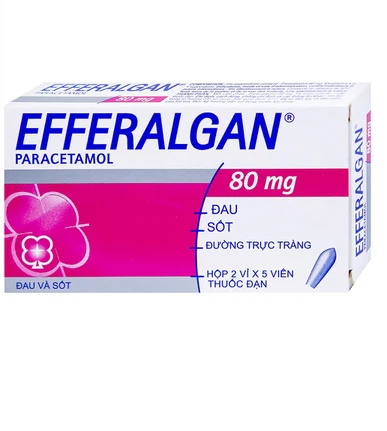 Thuốc đạn Efferalgan 80mg (Paracetamol 80mg) UPSA SAS giảm đau, hạ sốt (2 vỉ x 5 viên)