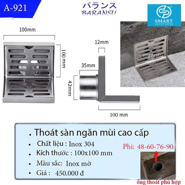 Thoát sàn ngăn mùi cao cấp A-921
