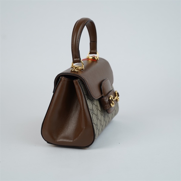 Túi GG Handle xám nắp nâu (H038709900) 2 strap sz22 (HT)+