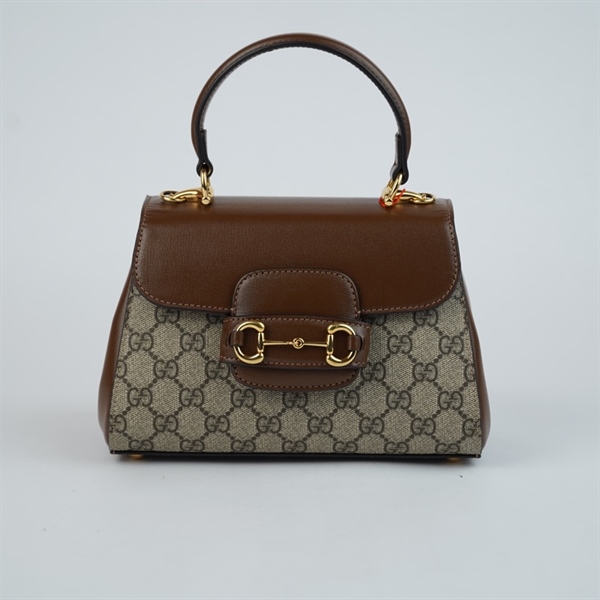 Túi GG Handle xám nắp nâu (H038709900) 2 strap sz22 (HT)+