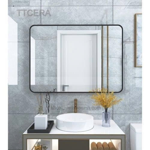 Gương Phòng Tắm Chữ Nhật Viền Sắt Sơn Tĩnh Điện Đen LC-PK22