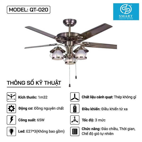 Quạt trần MODEL: QT-020