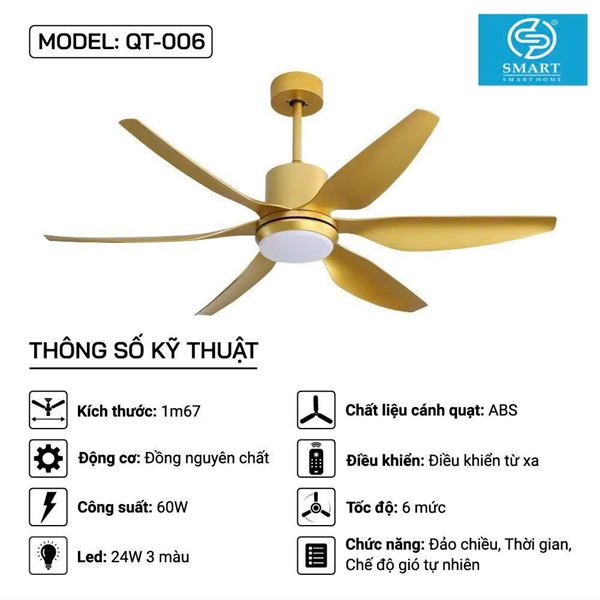 Quạt trần MODEL: QT-006