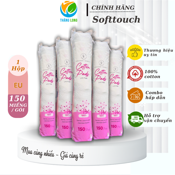 Bông tẩy trang miếng tròn, 100% cotton, chưa ngâm tẩm hương dược liệu: Exclusive Cosmetic . 150miếng/túi, 30túi/Carton.Hàng mới 100%