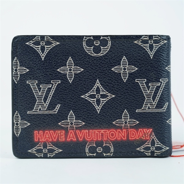 Ví LV đen in logo đỏ (BQ) KG+