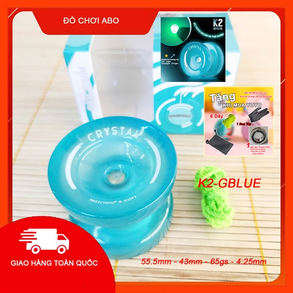 K2-GBLUE YOYO MAGIC CRYSTAL 1A NHỰA KHÔNG NHẠY DÂY Glow in dark blue