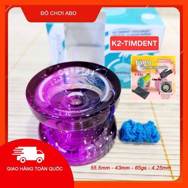 K2-TIMDENT YOYO MAGIC CRYSTAL 1A NHỰA KHÔNG NHẠY DÂY TÍM ĐEN TRONG Tran Black and Purple fade