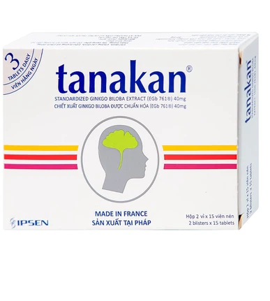 Thuốc Tanakan Ipsen điều trị triệu chứng rối loạn nhận thức ở người lớn tuổi (2 vỉ x 15 viên)