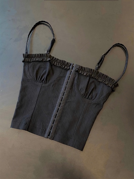 Áo Hai Dây TWENTI Dáng Corset Nẹp Gài Ôm Dáng - ĐEN - 1