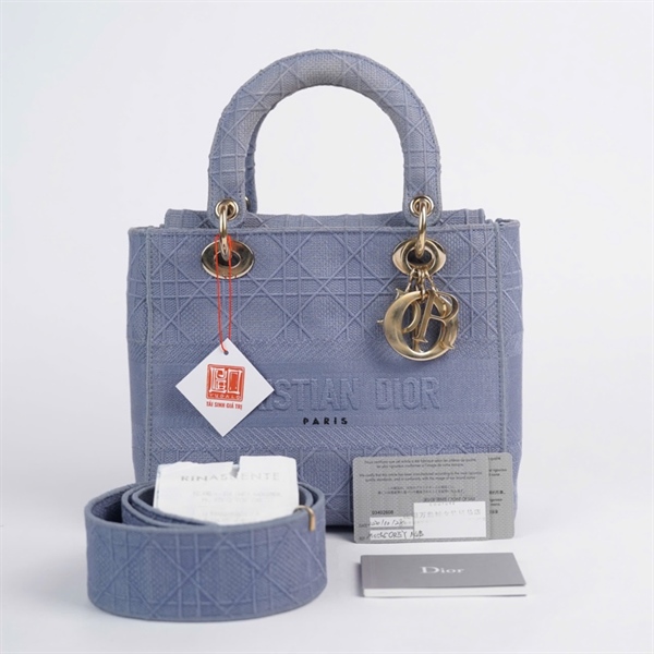 Túi Dior Lady xanh 2 thẻ (50-MA-0270) szM (BQ) KG+