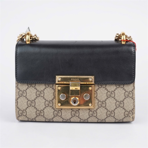 Túi GG Padlock xám nắp đen có tag xanh (A036855042) sz20 (A-T) KG+