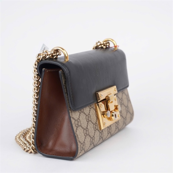 Túi GG Padlock xám nắp đen có tag xanh (A036855042) sz20 (A-T) KG+