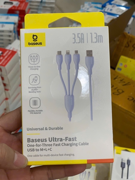 Cáp sạc BASEUS Ultra Fast M+L+C 3.5A 1.3m