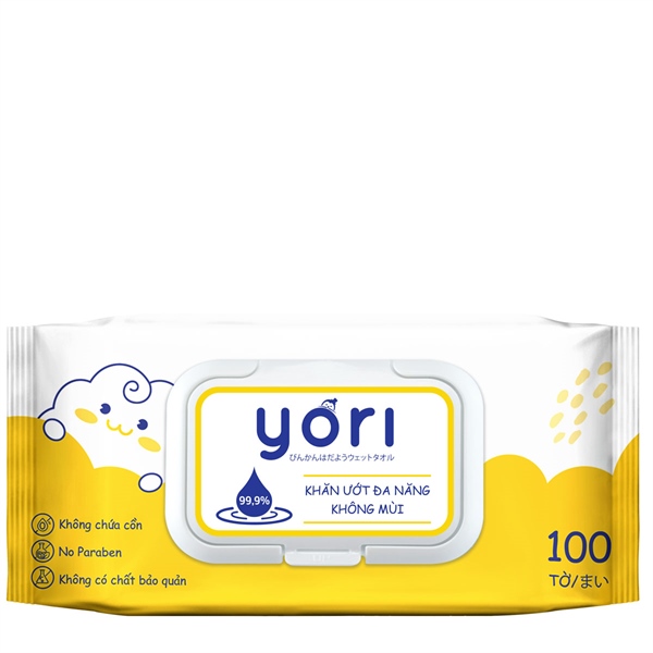 Khăn ướt không mùi Yori 100 tờ vàng (N)
