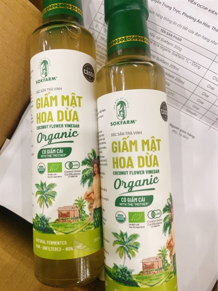 Giấm Mật Hoa Dừa Hữu Cơ 265Ml Sokfarm Trà Vinh