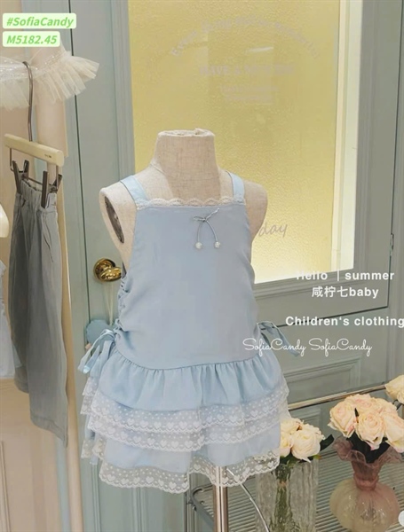 Đầm xanh rút eo M5182