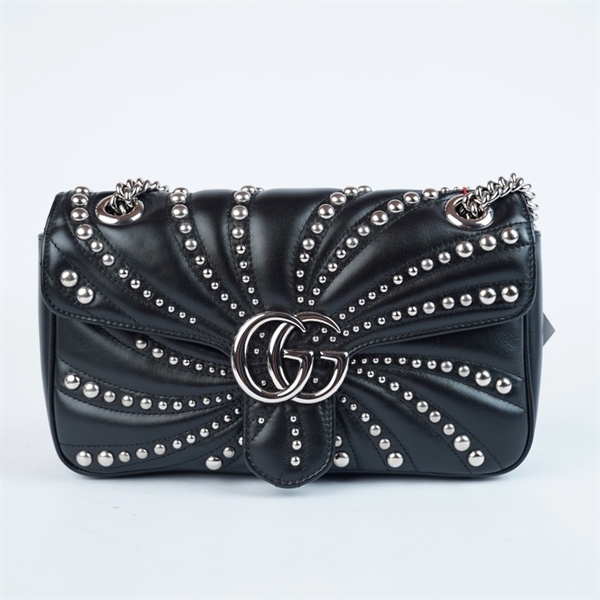 Túi GG Marmont đen đính đá (G039766465) sz25 (BMC)+