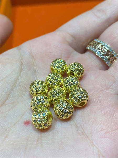 Charm bi vàng đính đá 10mm