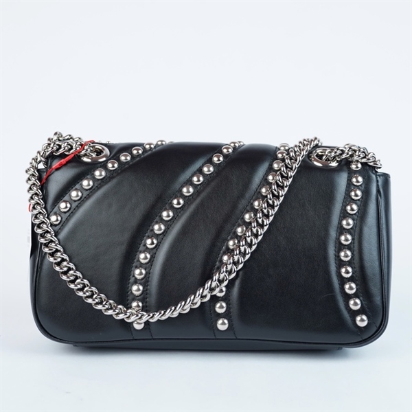 Túi GG Marmont đen đính đá (G039766465) sz25 (BMC)+