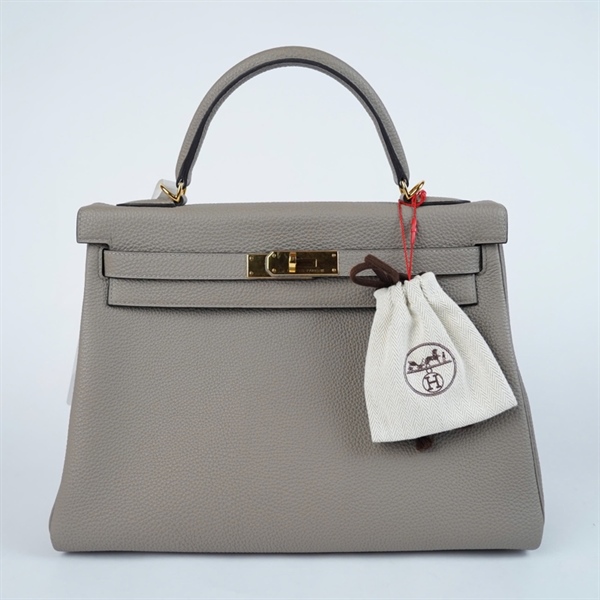 Túi Hermes Kelly xám kèm ổ+ 2 chìa stamp C sz31 (A-T) KG+