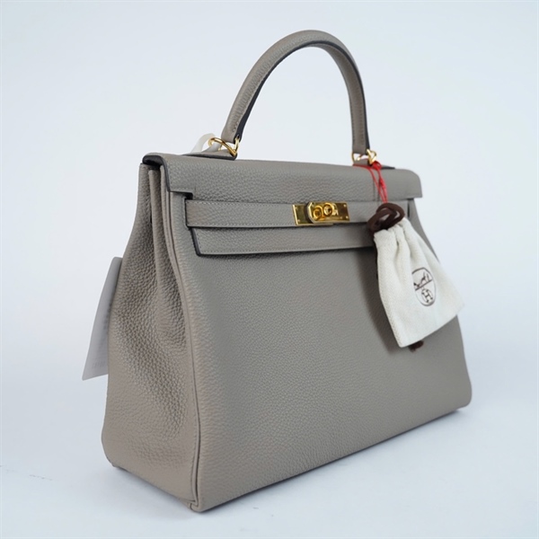 Túi Hermes Kelly xám kèm ổ+ 2 chìa stamp C sz31 (A-T) KG+