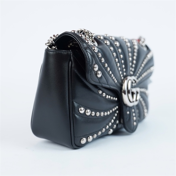 Túi GG Marmont đen đính đá (G039766465) sz25 (BMC)+