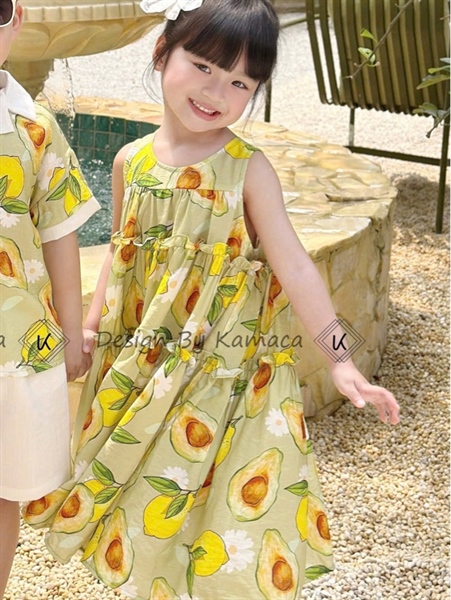 Váy bé gái chất đũi hình quả bơ