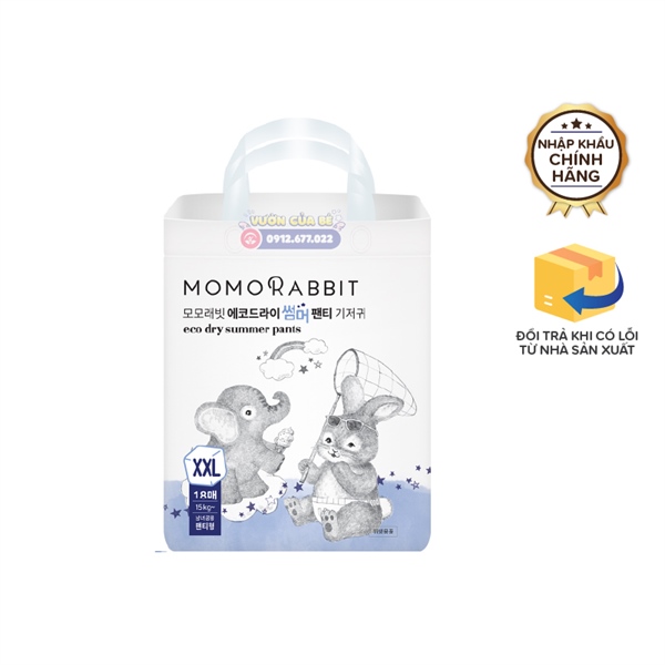 Bỉm Momorabbit Hàn Quốc size 06 XXL quần 18 (~15kg) – Loại Eco đêm hè
