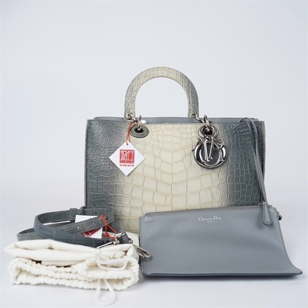 Túi Dior Handle xám kèm ví+ lót form (09-MA-0194) sz32 KG+