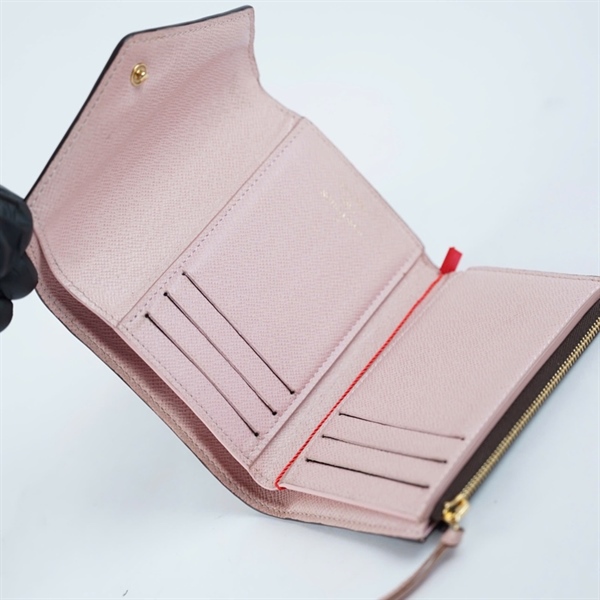 Ví LV hoa nâu nút hồng (LT) KG+