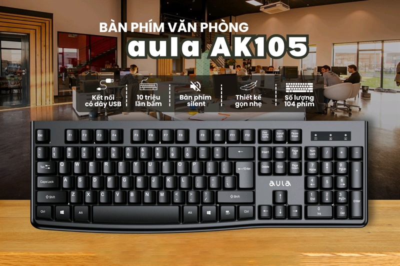 Bàn phím Aula AK105 Đen