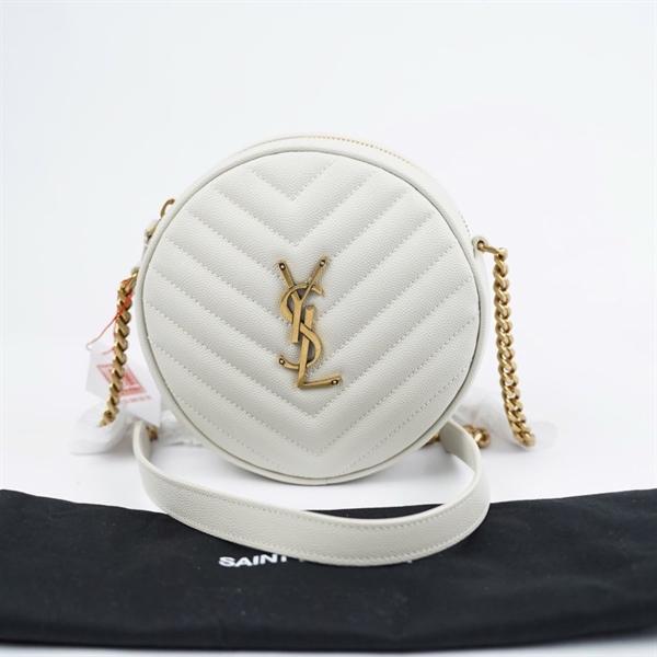 Túi YSL đeo chéo tròn trắng (PTR610436-0822) sz15 KG+