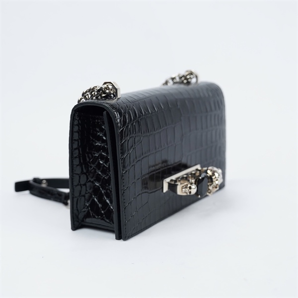 Túi Alexander Mcqueen đen đính đá sz24 KG+