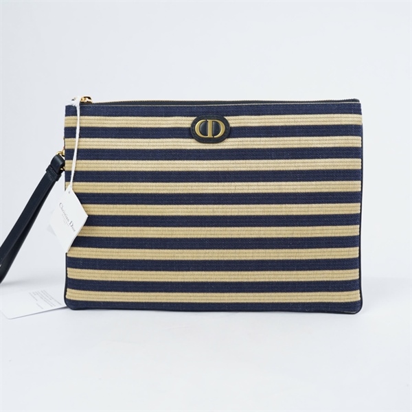 Túi Dior Clutch vàng sọc xanh đen (48-MA-0243) sz30 KG+