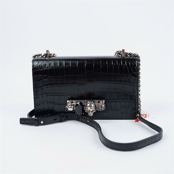 Túi Alexander Mcqueen đen đính đá sz24 KG+