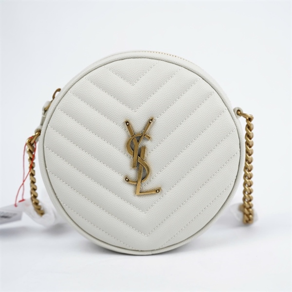 Túi YSL đeo chéo tròn trắng (PTR610436-0822) sz15 KG+