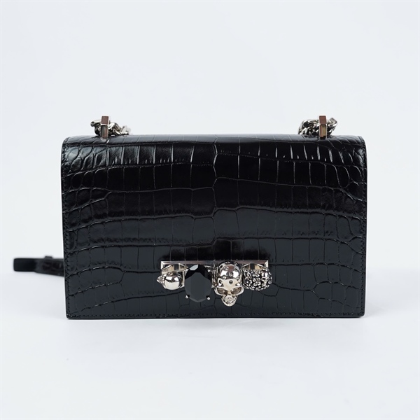 Túi Alexander Mcqueen đen đính đá sz24 KG+