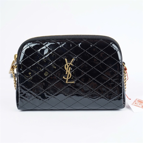 Túi YSL đeo chéo đen bóng (BRS733667-0723)