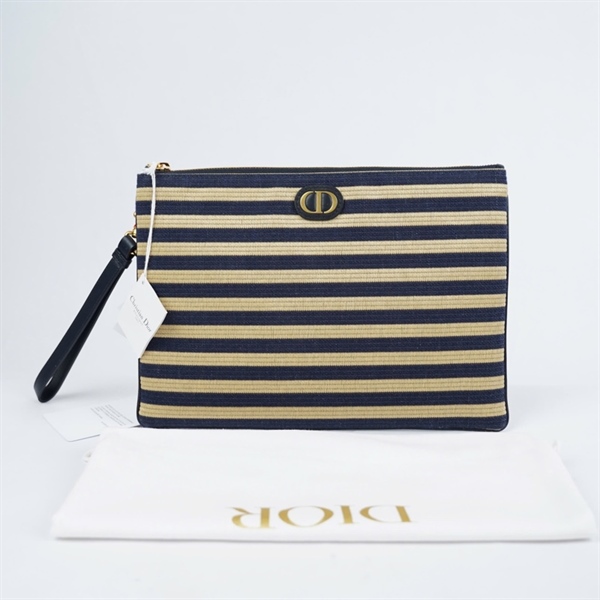 Túi Dior Clutch vàng sọc xanh đen (48-MA-0243) sz30 KG+
