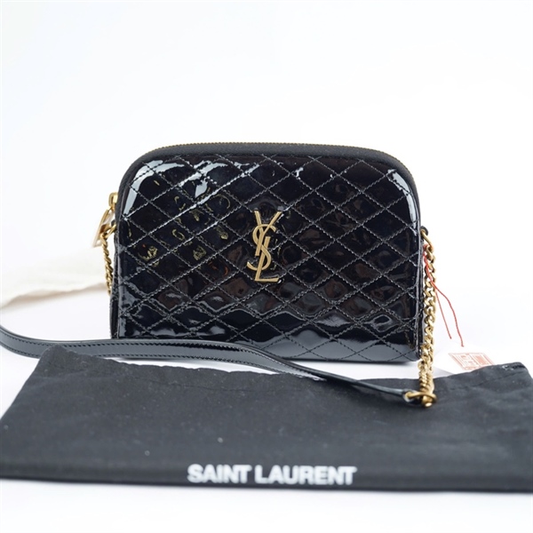 Túi YSL đeo chéo đen bóng (BRS733667-0723)