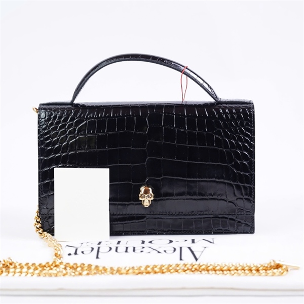 Túi Alexander Mcqueen Handle đen sz24 KG+