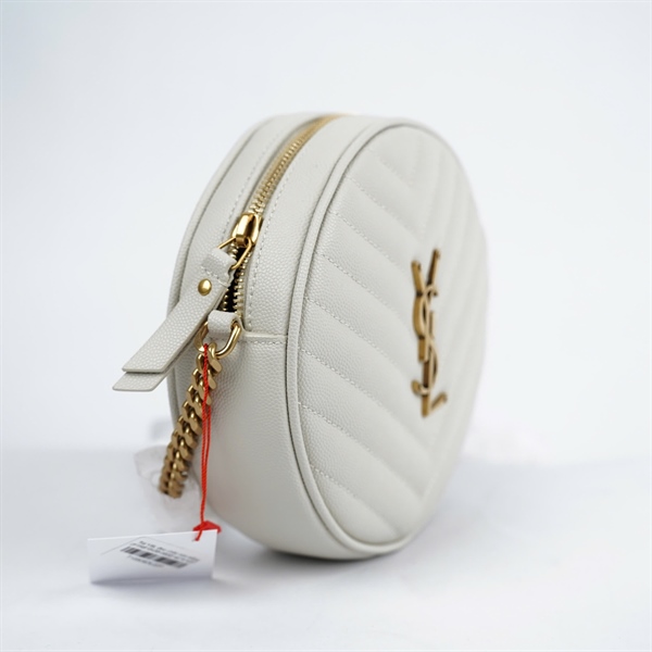 Túi YSL đeo chéo tròn trắng (PTR610436-0822) sz15 KG+