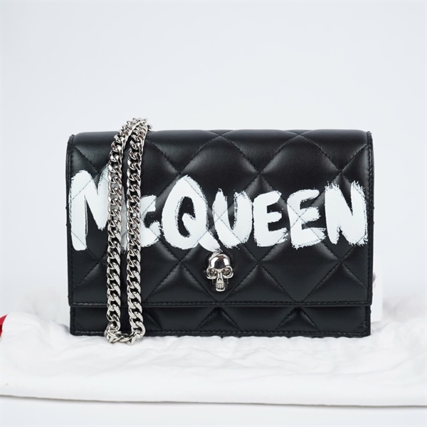 Túi Alexander Mcqueen đen in chữ (613088-494885) sz19 KG+