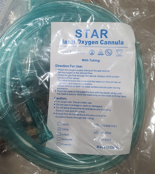 Dây thở oxy 2 nhánh trẻ em - Trung Quốc