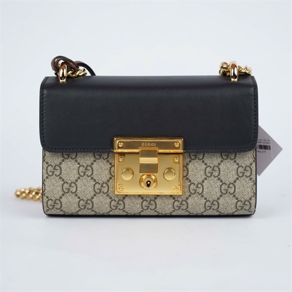 Túi GG Padlock xám nắp đen kèm 2 chìa (409487-524947) sz20 (BMC)+